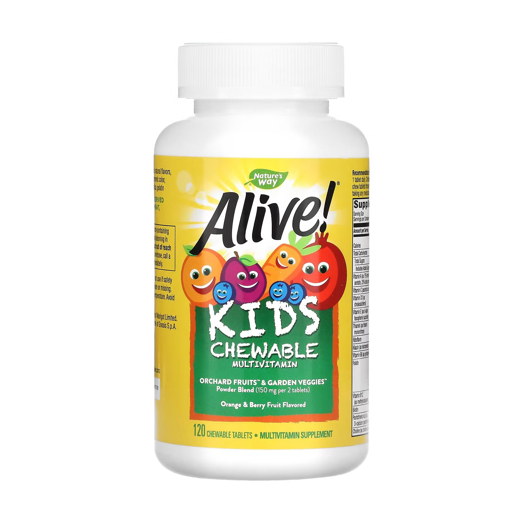 Мультивітаміни Nature's Way Alive! Kids Chewable Multivitamin зі смаком апельсину та ягід, 120 жувальних цукерок